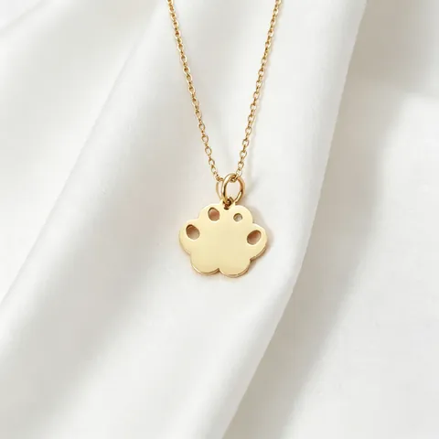 Stainless Steel Pet Paw Pendant Necklace With Rhinestone Minimalist Animal Lover Jewelry Gift For Women Men Daily Neckwear