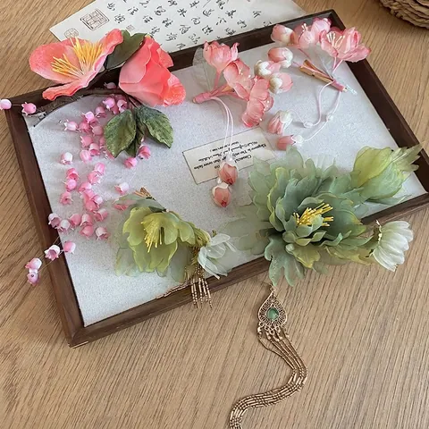 New Chinese Style Pink Lily Of The Valley Flower Tassel Hair Clip Handmade Fabric Duckbill Clip Hanfu Wedding Headpiece