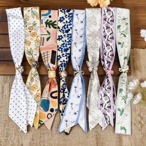 Vacation Style Floral Polyester Fabric Choker Necklace For Women Spring Summer Sweet All-match Decorative Resin Flower Pendant Neck Accessory