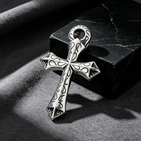 Vintage Punk Gótico Colgante Cruz Calavera de Acero Inoxidable para Hombre Retro Negro Esqueleto Colgante Collar Joyería Regalo