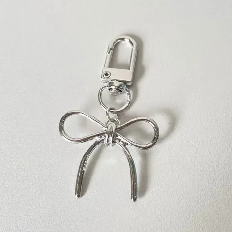 Ciondolo per Borsa a Fiocco in Lega di Zinco Argento per Donna Stile Coreano Portachiavi in Metallo Accessorio per Chiavi Telefono