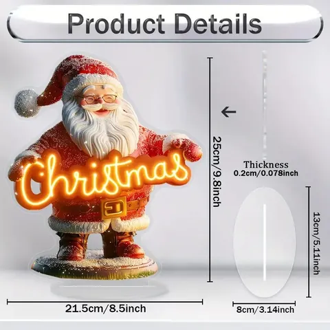 Weihnachten Weihnachtsmann Acryl Garten Ornament Wasserdicht Außen Innen 2D Flachdruck Krippe Dekoration Stecker Display