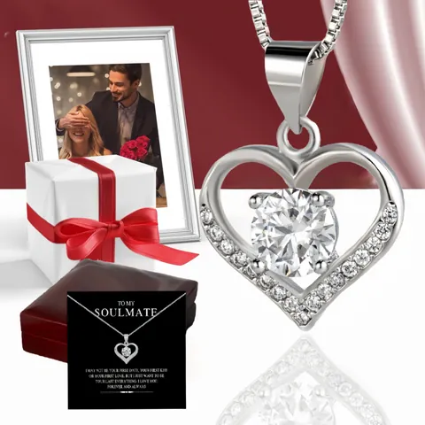 Collier Pendentif Cœur en Argent Sterling 925 Minimaliste Avec Strass Scintillants Élégante Chaîne Box Cadeau Bijoux Femme