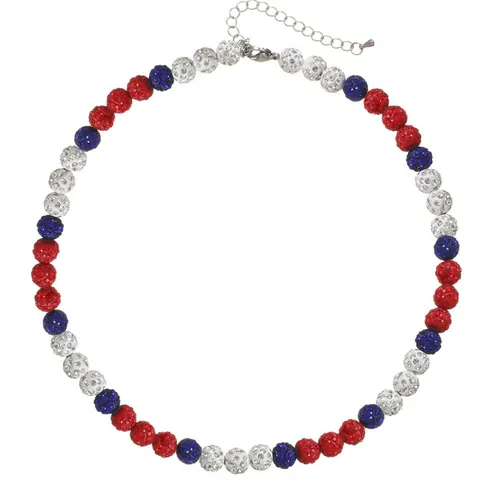 Sport Baseball Rhinestone Ball Necklace For Women Men Adjustable 10mm Crystal Bead Chain Fashion Jewelry Gift