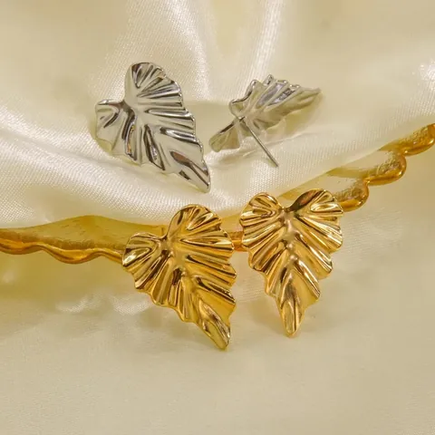 Unregelmäßige Geometrische 304 Edelstahl Ohrringe Für Damen Gold Silber Abstrakt Blütenblatt Blatt Herz Form Mode Schmuck Geschenke