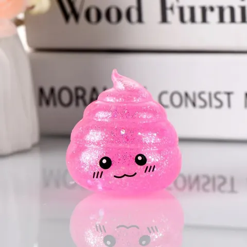 Creative Maltose Squeeze Poop Toy Cute Cartoon Expression Glitter Stress Relief Sensory Squishy Venting Toy For Adults Kids
