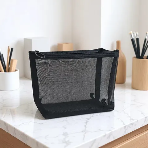 Schwarze Netz Kosmetiktasche Set Transparent Atmungsaktiv Make-up Organizer Große Kapazität Reise Kulturbeutel Aufbewahrungstaschen
