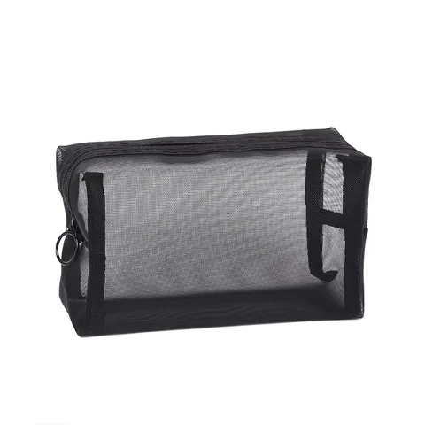 Schwarze Netz Kosmetiktasche Set Transparent Atmungsaktiv Make-up Organizer Große Kapazität Reise Kulturbeutel Aufbewahrungstaschen