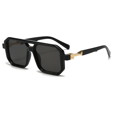 Modische Europäische Amerikanische Übergroße Doppelsteg Sonnenbrille Für Damen Herren PC Rahmen AC Linse UV400 Schutz Quadratische Vintage Street Style Brille