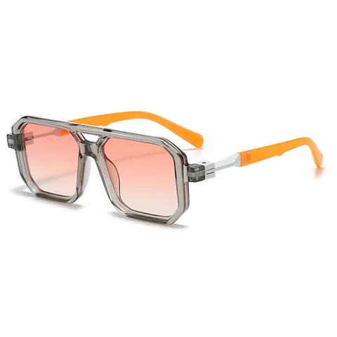 Modische Europäische Amerikanische Übergroße Doppelsteg Sonnenbrille Für Damen Herren PC Rahmen AC Linse UV400 Schutz Quadratische Vintage Street Style Brille