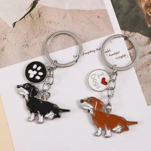 Zinklegering Huisdier Hond Sleutelhanger Cartoon Emaille Puppy Teckel Corgi Teddy Poedel Tas Bedeltje Decoratie Voor Hondenliefhebbers Dames Cadeau