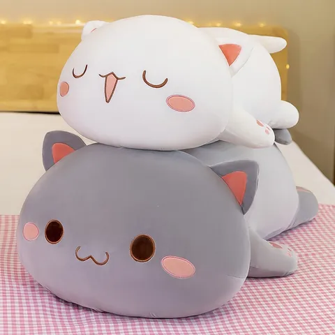 Cute Long Cat Plush Pillow Soft Stuffed Animal Mochi Peach Cat Style Prone Cat Body Pillow For Sleeping Birthday Gift For Girls Kids
