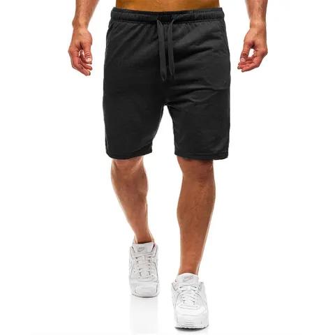 Pantalones Cortos Deportivos Informales para Hombre Color Sólido Mezcla de Algodón Corte Holgado con Cordón Pantalones de Playa Tallas Grandes Shorts de Gimnasio