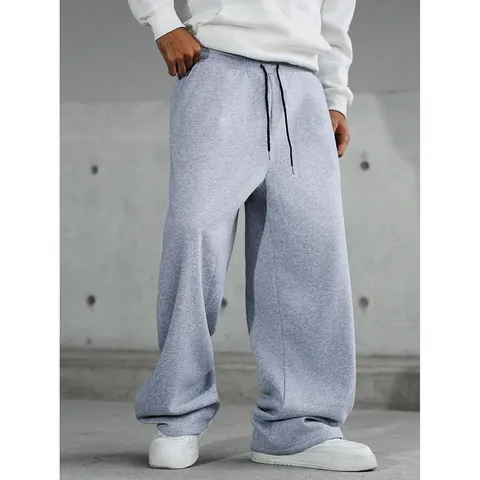 Pantalones de Chándal Informales para Hombre Ajuste Holgado Cordón Cintura Elástica Color Sólido Joggers Streetwear
