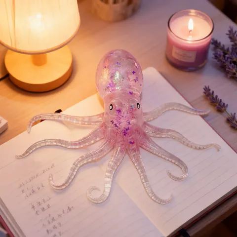 Pulpo Colorido Juguete para Apretar Alivio del Estrés Suave TPR Rebote Lento Squishy Lentejuelas Relleno Juguete Sensorial Niños Adultos