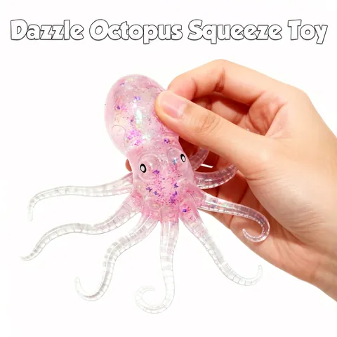 Pulpo Colorido Juguete para Apretar Alivio del Estrés Suave TPR Rebote Lento Squishy Lentejuelas Relleno Juguete Sensorial Niños Adultos