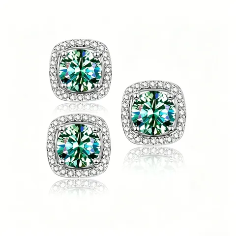 1.0Ct Round Brilliant Cut 925 Sterling Silver Moissanite Fl-If Gra Certificate Round Ear Studs Colorless(Def)