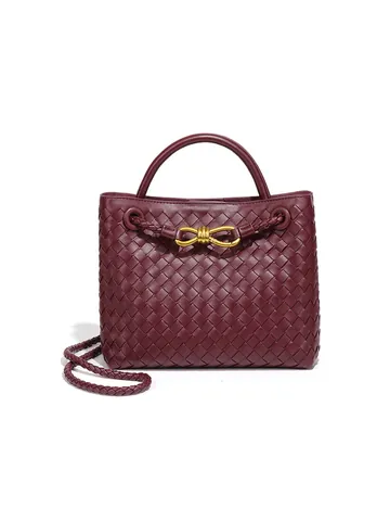 Sac Cabas en Cuir PU Tressé à la Main avec Nœud Femme Style Old Money Plusieurs Compartiments Sac à Bandoulière Vintage Élégant Bureau