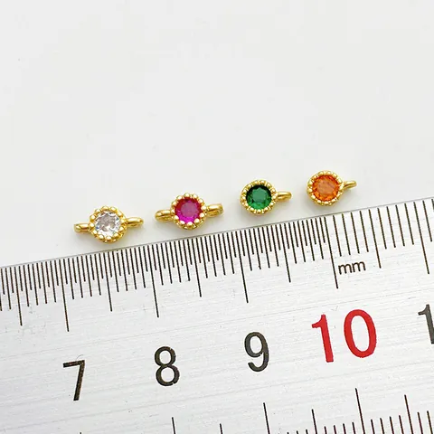 14K Gold Plated Alloy Zirconia Round Bezel Small Pendants Handmade DIY Necklace Bracelet Jewelry Making Accessories For Women