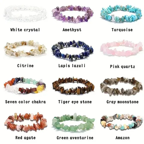 Natural Crystal Agate Irregular Chip Stone Elastic Bracelet Aquamarine Citrine Amethyst Healing Energy Jewelry For Women Men