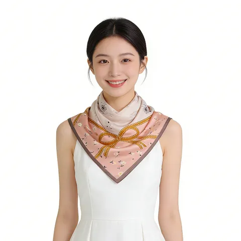 Elegant Mulberry Silk Square Scarf Luxury Crepe Satin Scarf For Women Floral Pattern Decorative Shawl Sun Protection Bandana Scarf
