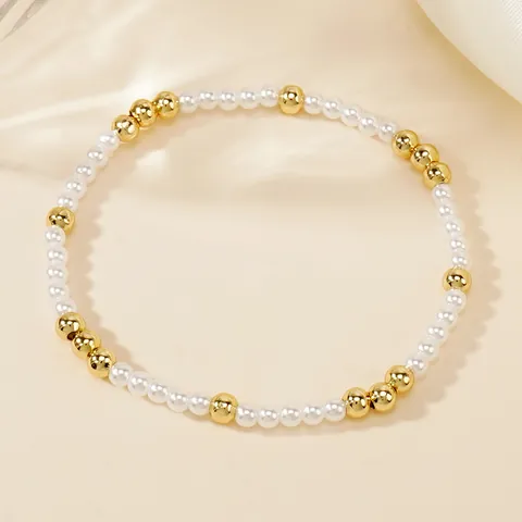 Pulsera de Mujer Simple Perla Artificial Cristal Elástica Versátil Viaje Diario Vacaciones Moda Joyería Hecha a Mano