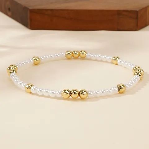 Pulsera de Mujer Simple Perla Artificial Cristal Elástica Versátil Viaje Diario Vacaciones Moda Joyería Hecha a Mano