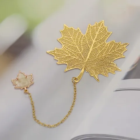 Vintage Brass Hollow Leaf Vein Bookmark Gold Metal Lotus Ginkgo Leaf Page Marker Stationery Gift For Students Teachers