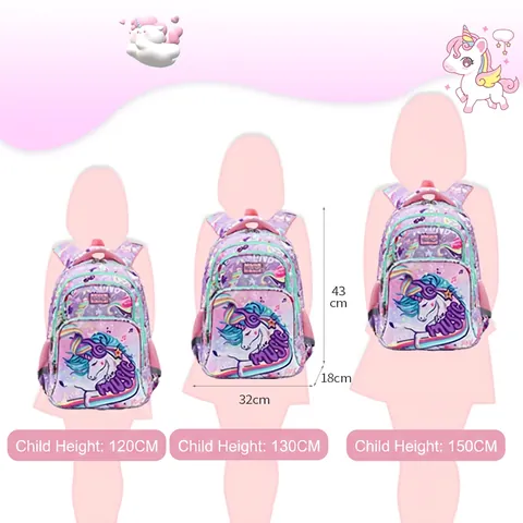 Kids School Backpack For Primary Students Ergonomic Waterproof Oxford Bookbag With Reflective Strip Cartoon Dinosaur Unicorn Print Girls Boys Backpack