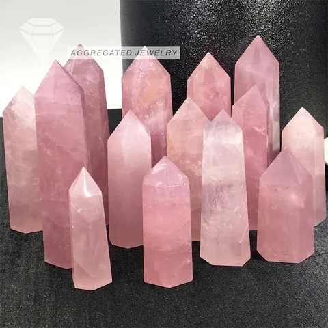Natural Rose Quartz Hexagonal Pillar Decor Pink Crystal Single Point Healing Wand For Home Office Desktop Decoration Ornament
