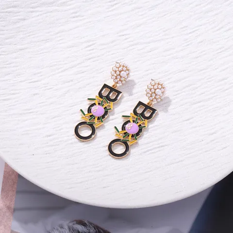 Halloween Spider Boo Drop Earrings For Women Alloy Enamel Drip Oil Gothic Earrings With Artificial Pearl Insect Jewelry