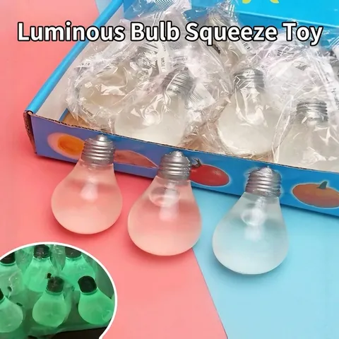 TPR Stress Relief Squeeze Toy Maltose Bulb Heart Shaped Fidget Toy Glow In The Dark Color Changing Sensory Toy For Adults Kids