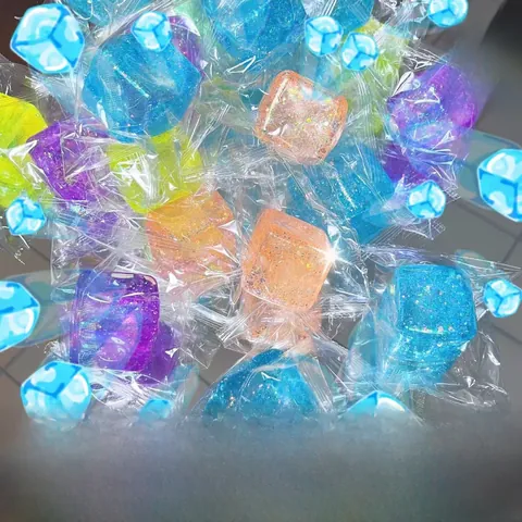 Square Ice Cube Squishy Stress Relief Toy Glitter Maltose Slow Rebound Fidget Toy For Kids Adults Anxiety Relief Gift