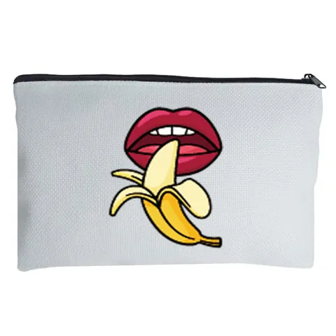Damen Baumwolle Leinen Kosmetiktasche Westlicher Retro Sexy Lippen Druck Reißverschluss Aufbewahrungstasche Tragbare Reise Kulturbeutel Organizer