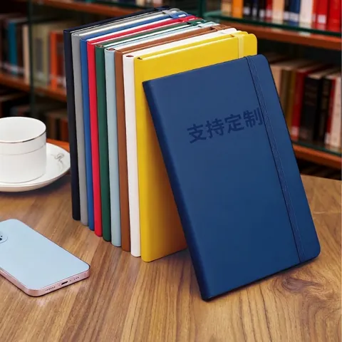 Zakelijk Kantoor A5 A6 Hardcover PU Leren Notitieboek Met Elastische Band 160 Pagina's Geliniëerd Dagboek Voor Vergadering