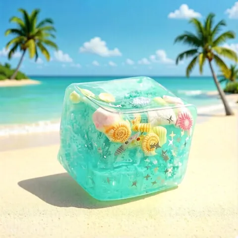 Simulatie Oceaan Ijsblokje Knijpspeeltje Langzame Rebound Stressverlichting Speelgoed Met Schelp Ster Glitters