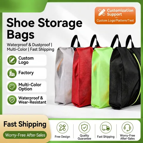 Portable Travel Shoe Storage Bag Breathable Polyester Mesh Organizer Case With Handle Dustproof For Sports Sneakers