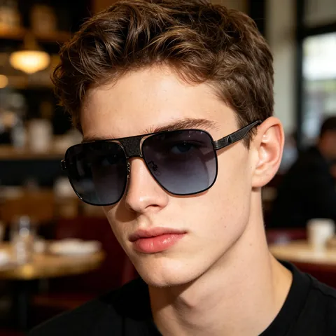 Fashion Square Sunglasses For Men Metal Frame With PC Gradient Lenses UV400 Protection Classic Pilot Style Outdoor Eyewear