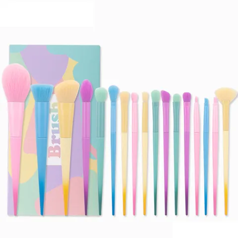 Professional Makeup Brushes Synthetic Fiber Colorful Macaron Gradient Cosmetic Tools For Eye Shadow Powder Foundation