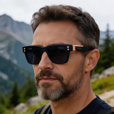 Retro Square Polarized Sunglasses Men Thickened PC Frame TAC Lens UV400 Protection Driving Fashion Shades Metal Rivets