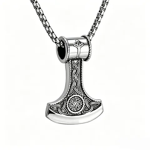 Vintage Viking Axe Pendant Necklace Kolovrat Solar Wheel Nordic Celtic Knot Stainless Steel Jewelry For Men Women