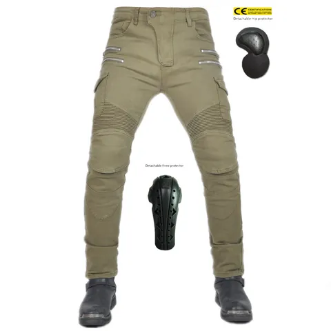Professional Motorcycle Riding Jeans Men Wear Resistant Protective Gear Pants Accordion Stretch Panels Moto Cargo Trousers