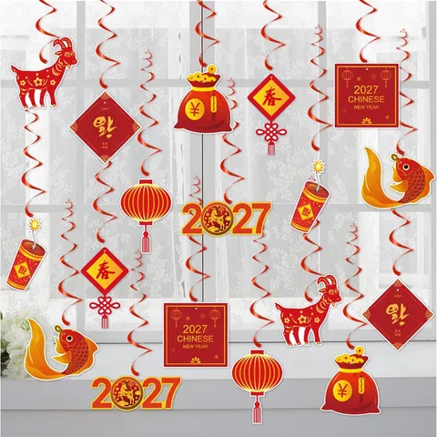 2026 Chinese New Year Hanging Swirls Decorations Year Of The Horse Paper Spirals Ceiling Decor Spring Festival Party