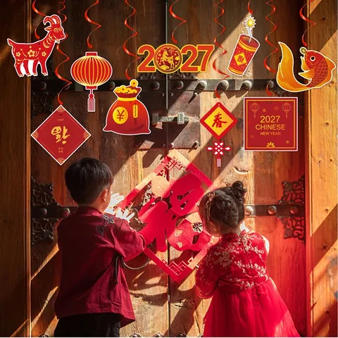 2026 Chinese New Year Hanging Swirls Decorations Year Of The Horse Paper Spirals Ceiling Decor Spring Festival Party