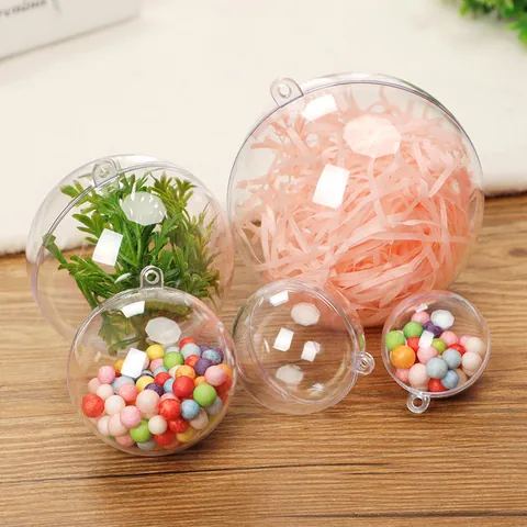 Palline di Natale in Plastica Trasparente Riempibili Sfere in Acrilico DIY Craft per Decorazioni Feste Matrimoni