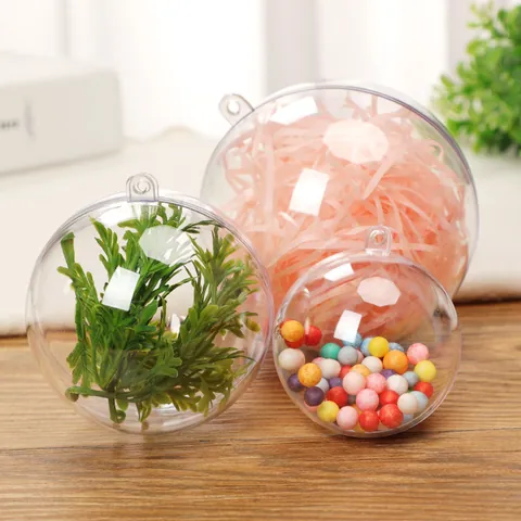 Palline di Natale in Plastica Trasparente Riempibili Sfere in Acrilico DIY Craft per Decorazioni Feste Matrimoni