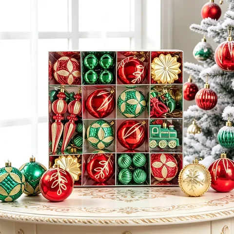 Galvanisierte Weihnachtsbaumschmuck Bälle Set Bemalte Schneeflocke Bruchsichere Kunststoff Ornamente Für Feiertag Party Dekoration