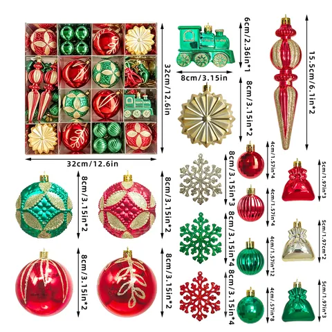 Galvanisierte Weihnachtsbaumschmuck Bälle Set Bemalte Schneeflocke Bruchsichere Kunststoff Ornamente Für Feiertag Party Dekoration