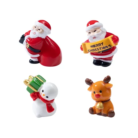 Miniature Christmas Figurines Resin Santa Claus Reindeer Snowman Ornaments Micro Landscape Desktop Decor Festive DIY