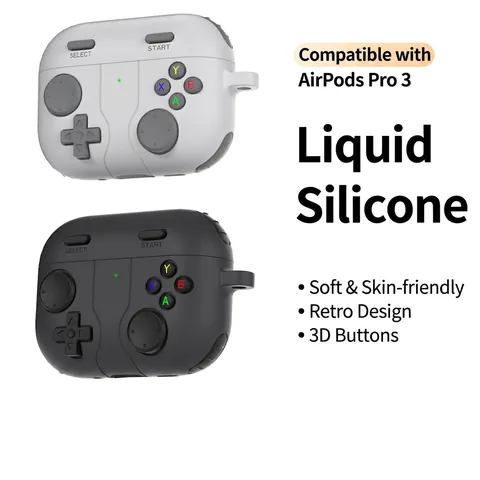 Retro Spielkonsole Stil Silikon Kopfhörer Schutzhülle Für AirPods Pro 2 3 4 Weiche Anti-Fall Abdeckung Mit Metall Schlüsselbund